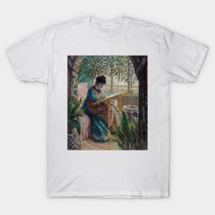 Madame Monet Embroidering by Claude Monet T-Shirt